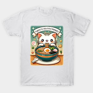 "Kawaii Noodle Feast: Cat Chef's Gourmet Adventure" T-Shirt